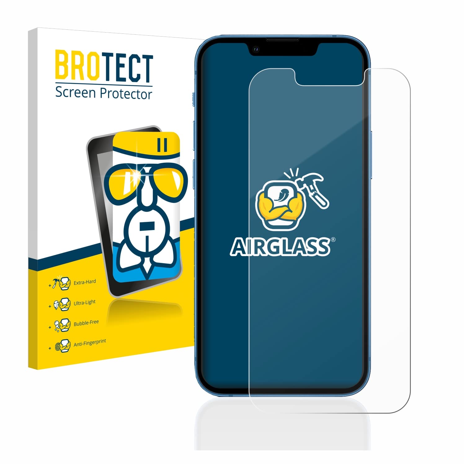 BROTECT Lámina Cristales para Apple iPhone 13 mini | Transparente Protección Pantalla Made in Germany, Dureza 9H Anti-Arañazos Protector Cristal