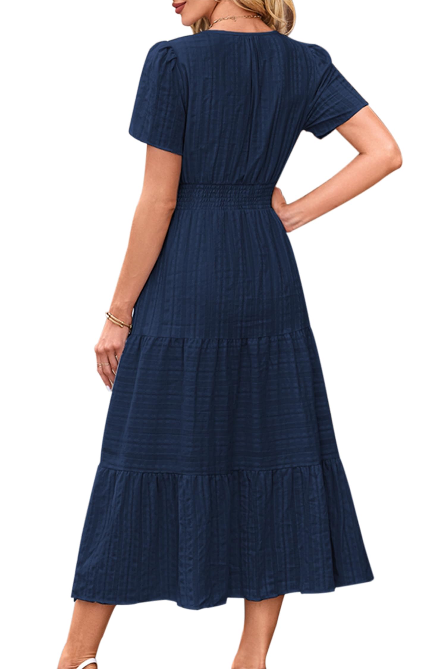 VEVESMUNDO Sommerkleid Damen Lang Baumwolle Kurzarm Maxikleider
