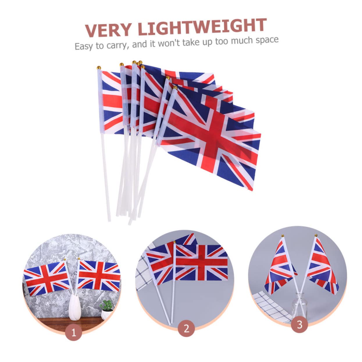 25 Pezzi Bandiere Inglesi Piccole a Mano in Poliestere Bandiere Union Jack per Feste Sportive Stadio Esterno