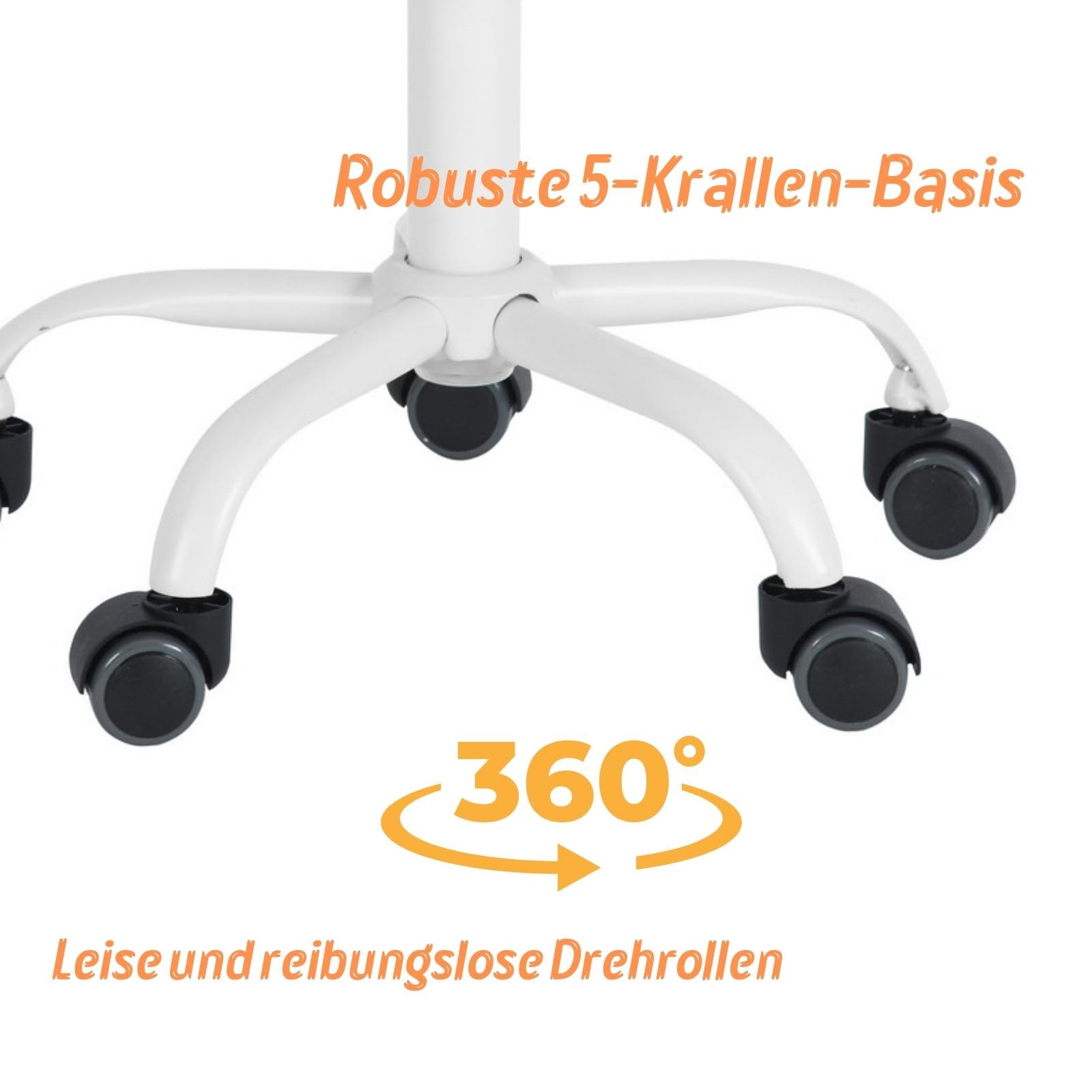 FurnitureR Friseurstuhl ergonomischer Drehstuhl ohne Armlehnen, höhenverstellbar, Netzrückenlehne, Metallfuß mit Rollen, 38x40cm Sitz, 130kg, Dunkelgrau