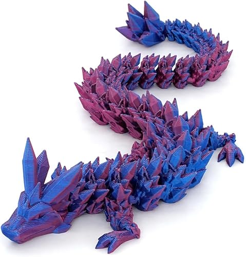 PETBSNVB Dragón impreso en 3D de 12 pulgadas, dragón articulado, dragón de cristal, juguete antiestrés de dragón, decoración de oficina en casa