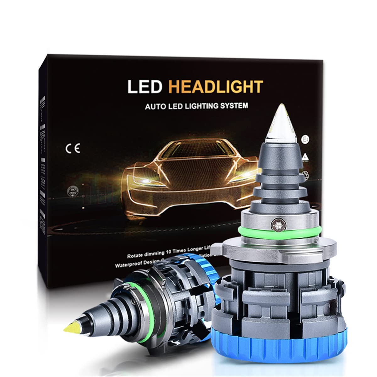 Lampadine Per Fari A LED, Fari A LED Luminosi Da 110 W 10000 Lumen, Kit Di Conversione Per Fari A LED Bianco Freddo 6000 K IP68 Impermeabili, Installazione Rapida, Confezione Da 2,H7