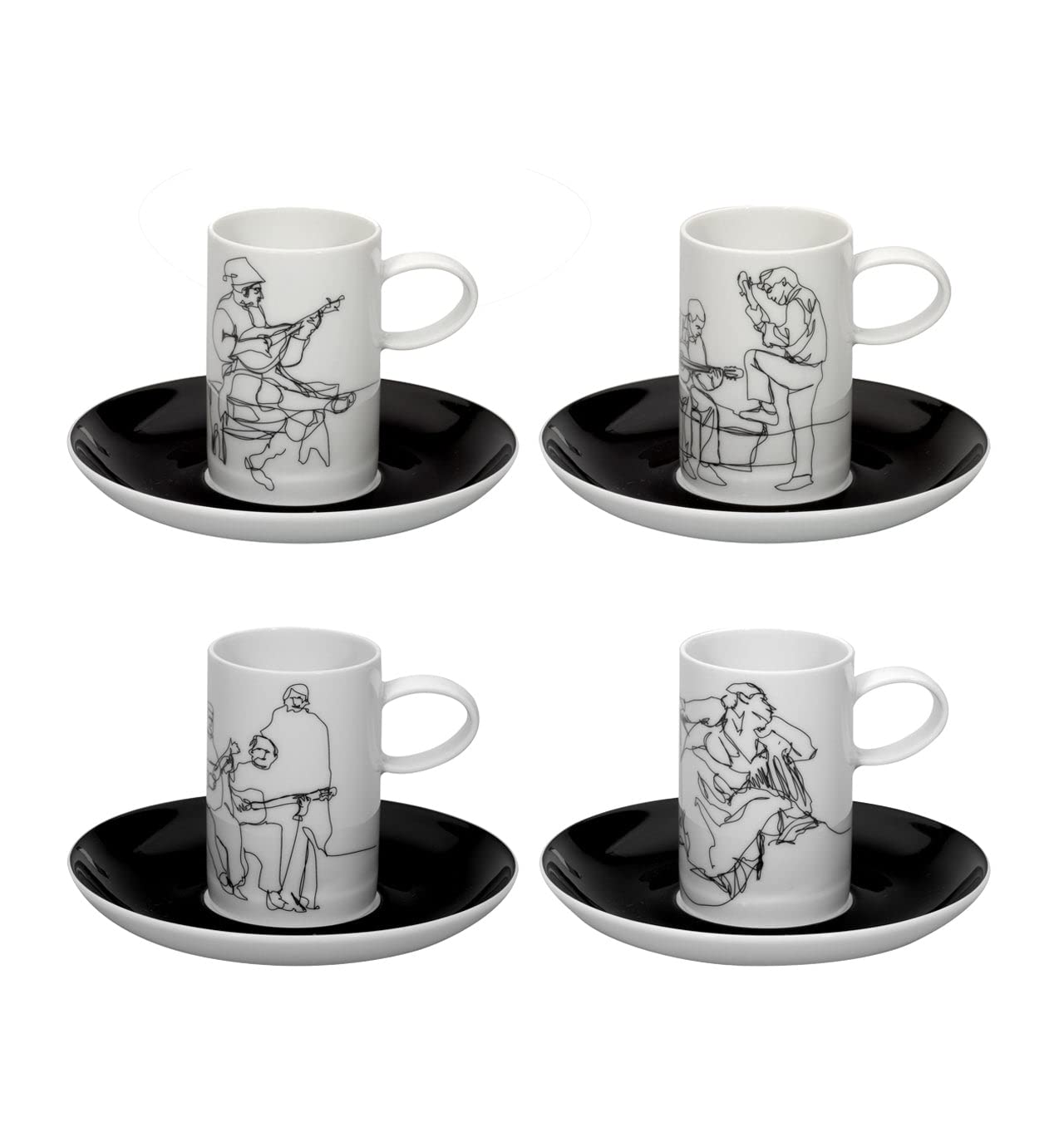 Amazon.com | Vista Alegre Fado - Set 4 Coffee Cups & Saucers: Cup