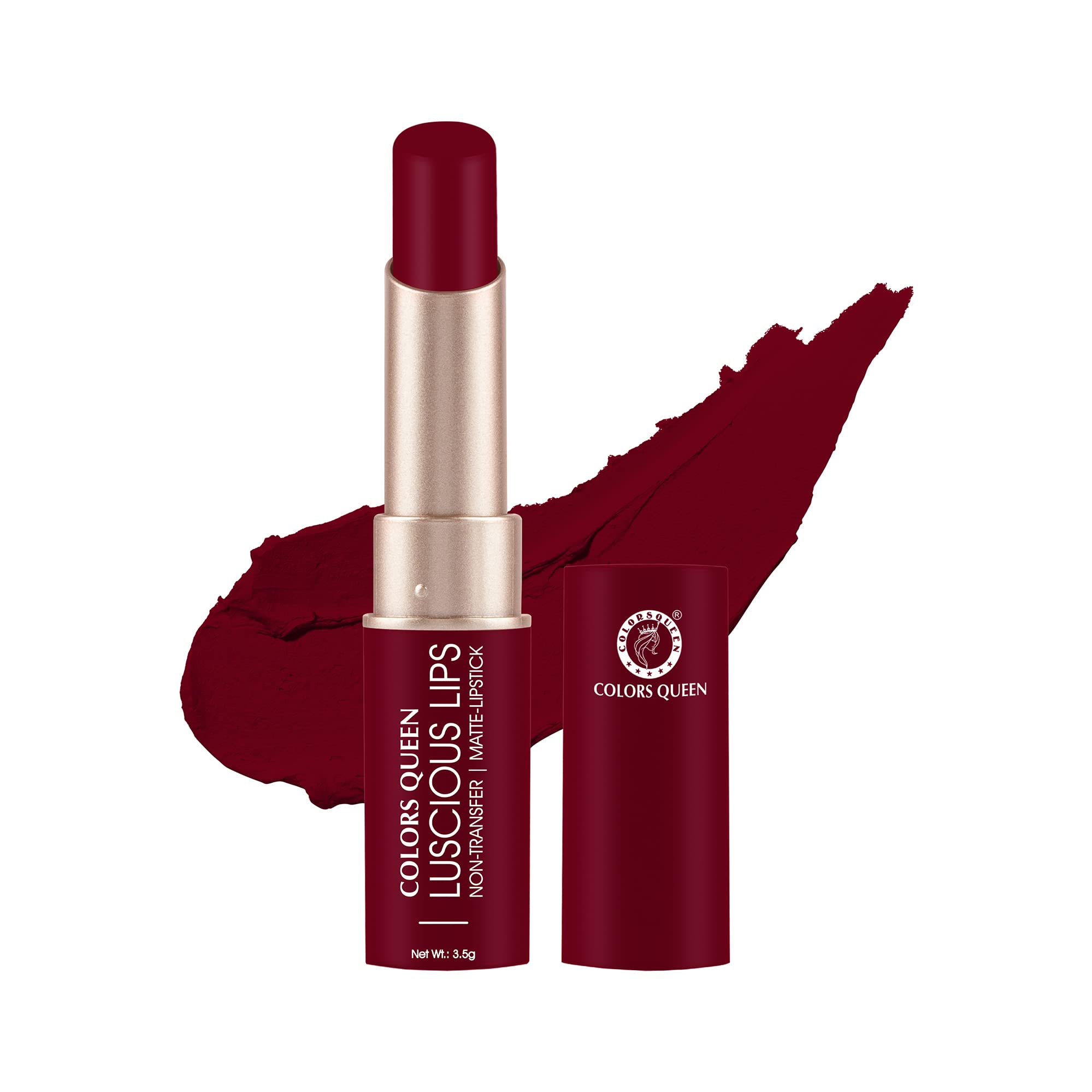 Luscious Lips - Non Transfer Creamy Matte Lipstick | Highly Pigmented with Smooth Application | Long Lasting Lipstick Waterproof | Smudge Proof Lipstick for Women (04 - Royal Rust Maroon - 3.5g)