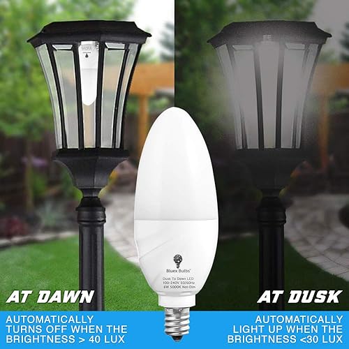 Miniatura 4 de BlueX - Paquete de 6 bombillas LED BlueX del atardecer al amanecer, bombilla base E12 de 6 W, equivalente a 65 W, luz blanca diurna de 5000 K,