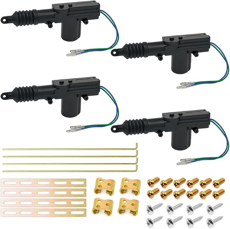 4PCS Car Door Lock Actuator, 12V 2-Wire High Power Vehicle Central Locking System Actuator Kit, Heavy-Duty Automotive Replacement Accessories, Universal for SUV Saloon Cars Truck