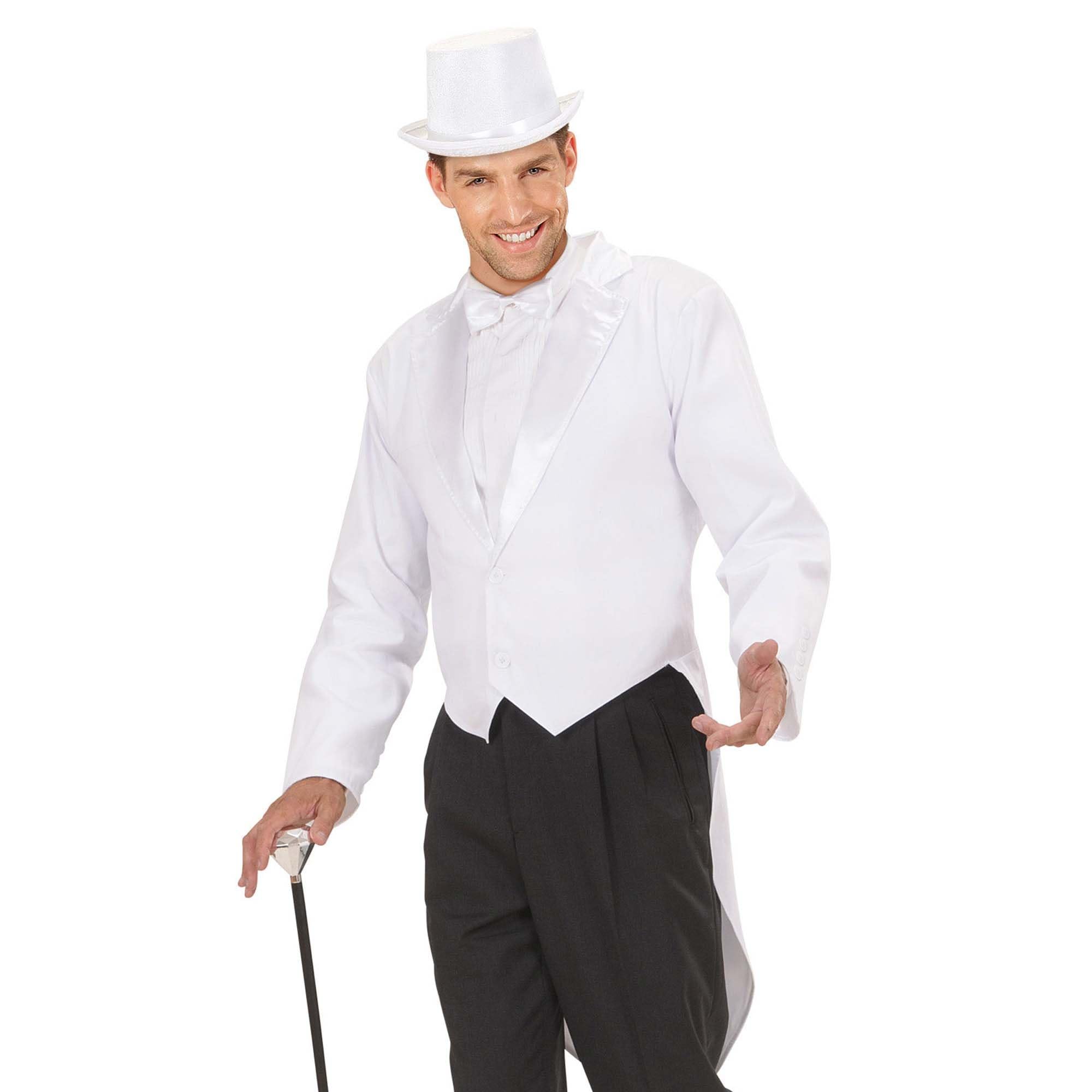 Mens White Lined Tailcoat Costume Small for Hardy Hollywood Film Fancy Dress