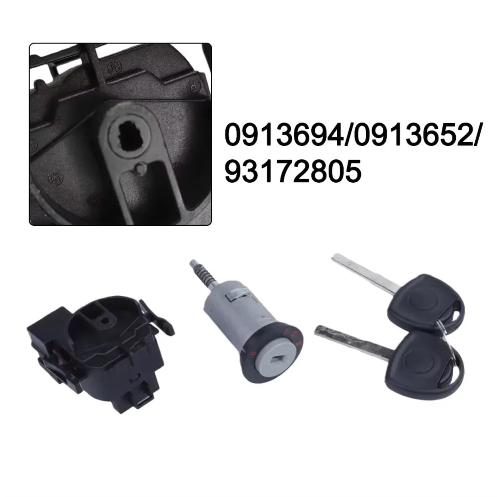 Juego de cilindro de encendido Cilindro Cerradura Encendido Compatible Con Opel Para COMBO C 2001-2011 93172805 Interruptor Encendido Automóvil Con Cilindro Cerradura Con 2 Llaves
