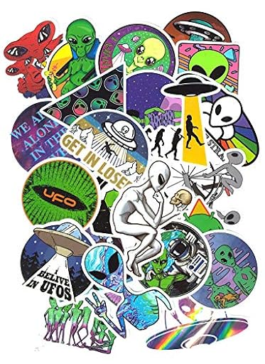 SET PRODUCTS Top Pegatinas ! Juego de 50 Pegatinas de Extraterrestre Alien Vinilos - No Vulgares - Divertido - Personalización Portátil, Auto, Moto, Laptop, Pc | Ya disponible en tu tienda friki favorita! En mundofriki.es!