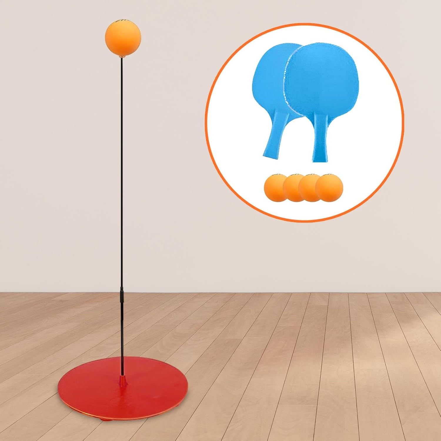 Table Tennis Trainer Set with Ping Pong Paddles and Balls, Adjustable Height Training Device for Solo or Multiplayer Practice Indoor Outdoor