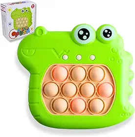 Brinquedo Anti-Estresse Pop It Eletrônico Quick Push Verde Jacare com Múltiplos Modos de Jogo