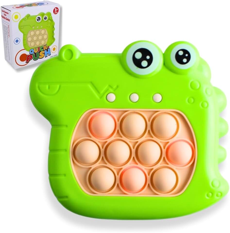 Brinquedo Anti-Estresse Pop It Eletrônico Quick Push Verde Jacare com Múltiplos Modos de Jogo