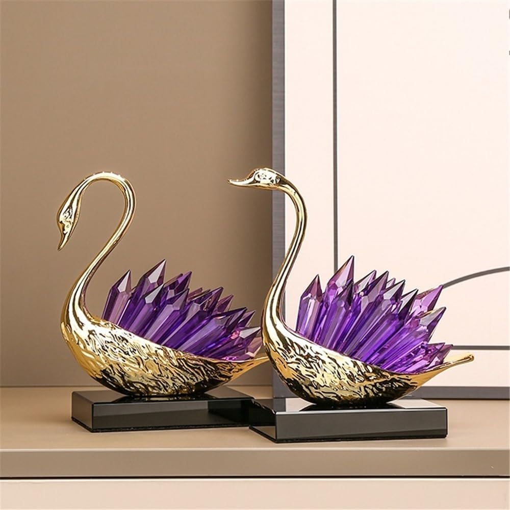 Ozdoba na biurko Light Luxury Crystal Swan Ornaments for Living Room, Office, Entrance And Wine Cabinet Decorations Biurko Dekoracyjne