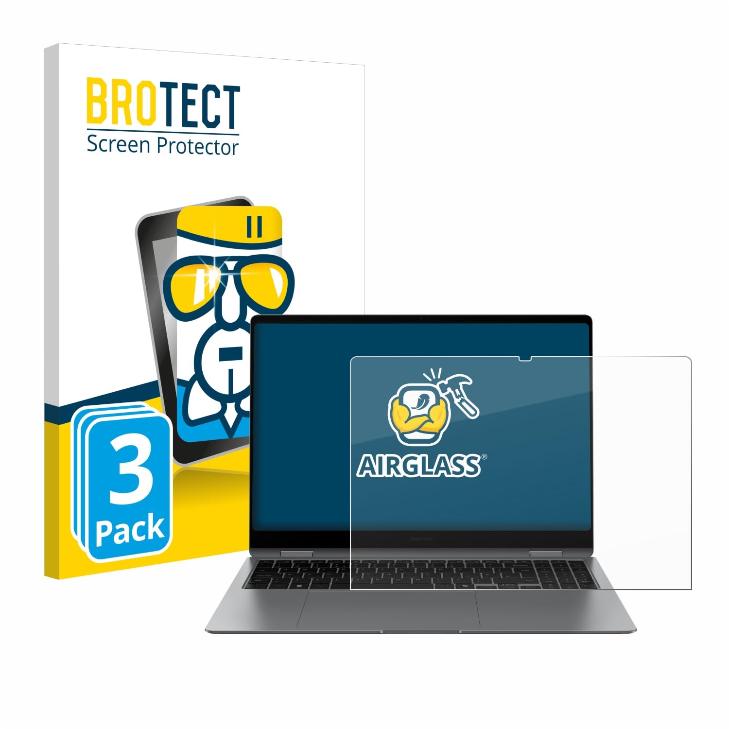 brotect Pellicola Protettiva Vetro per Samsung Galaxy Book5 Pro 360 16" Protezione Schermo (3 Pezzi) [Durezza Estrema 9H, Chiaro]