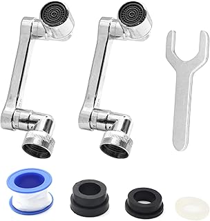 2 Pack Swivel Faucet Extender, 1080 Swivel Robotic Arm Swivel Faucet Extension, Silver Universal 1080 Rotating Faucet Extender Aerator for Bathroom Sink Washing Face