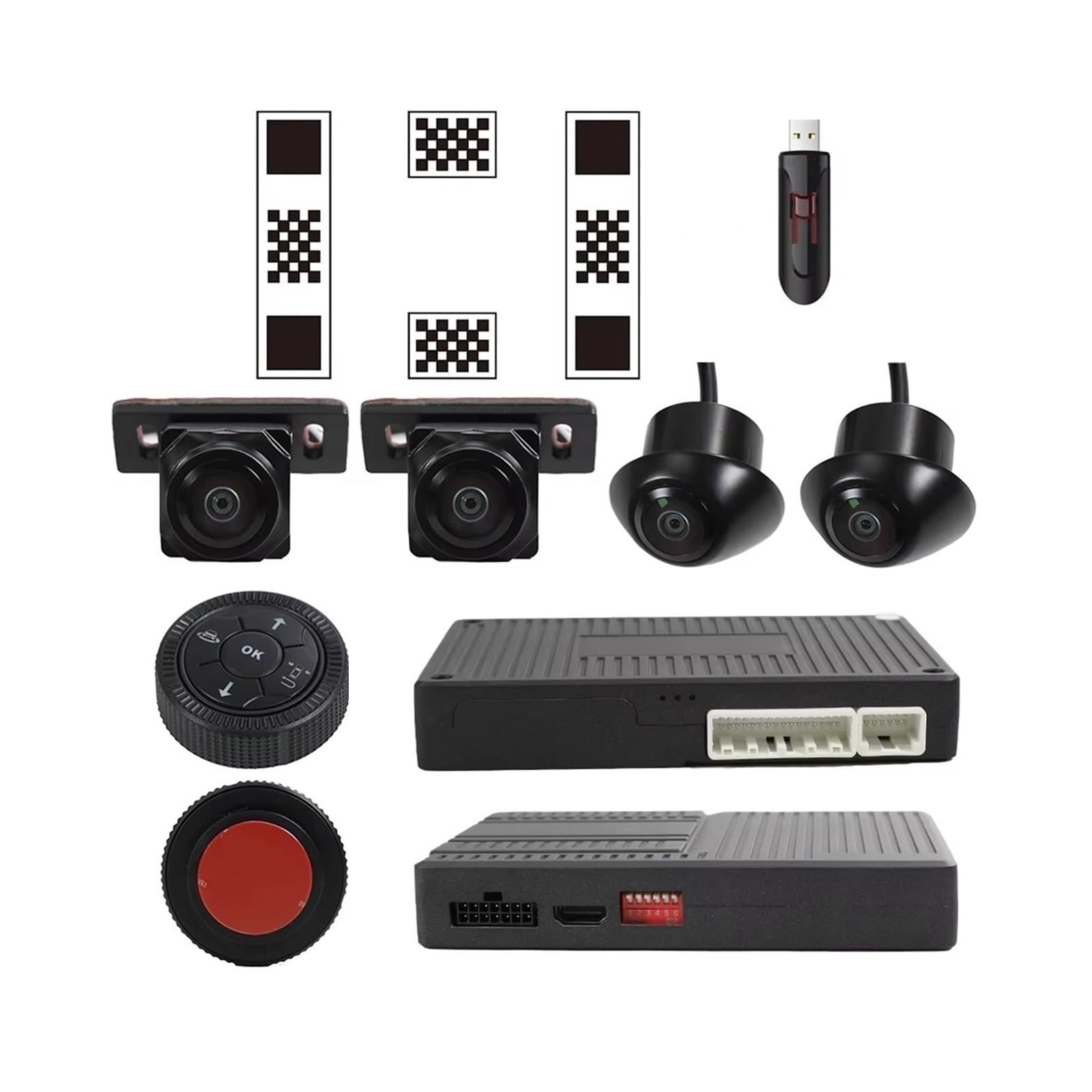 Caméra Arrière AHD 1080P 128G Ai 3D 360 ° Caméra De Vue Panoramique De Voiture Vue Surround Avant Arrière Gauche Droite Avec Tissu De Calibrage Camera de Recul pour Voiture