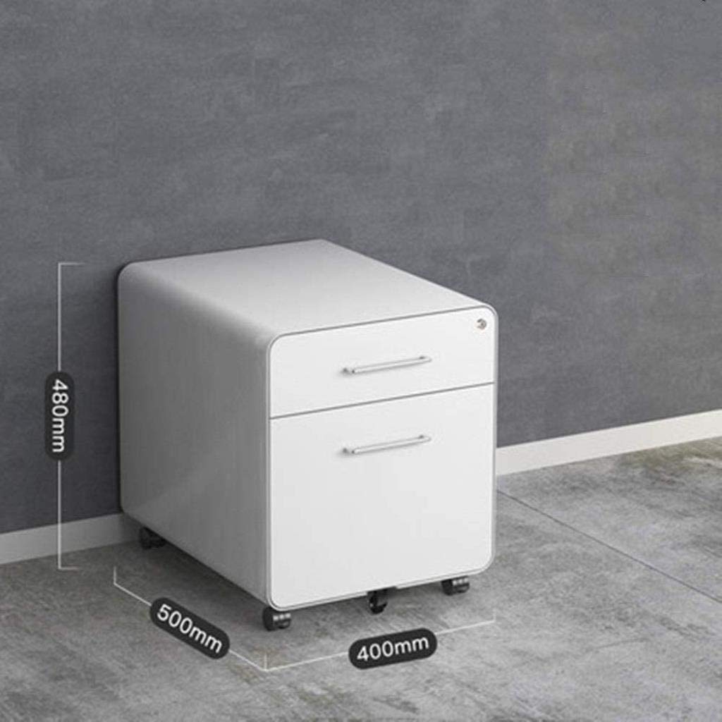 Aktenschränke, Rollender Vertikaler Aktenschrank, Mehrschichtiger Schubladenschrank, Mobiles Schloss, Dateidatenspeicherung (Größe: Weiß) (Einfarbig Weiß)