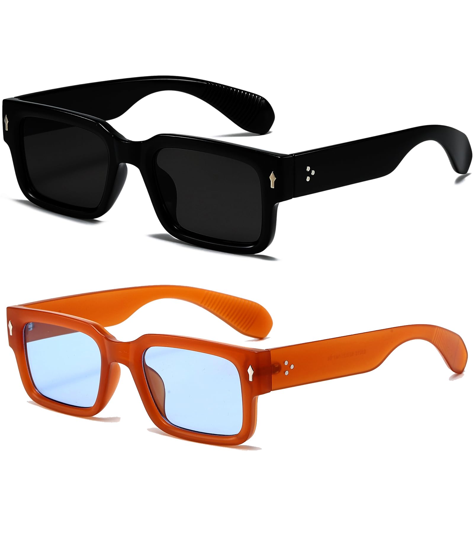 EYLRIM Occhiali da sole quadrati per donne e uomini alla moda grossi rettangolari occhiali da sole neri protezione UV400