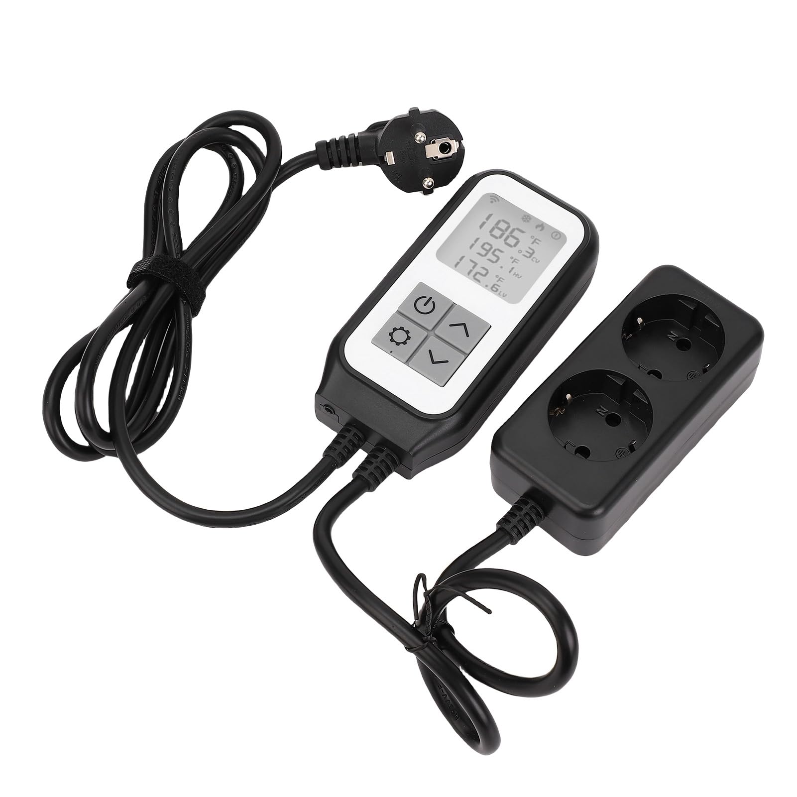KENANLAN Uscita Termostato Digitale, Termostato WiFi Intelligente, Display a LED, Supporta il Controllo dell'Applicazione, Controller di Temperatura per Serra, Incubazione, Sonda (Spina UE