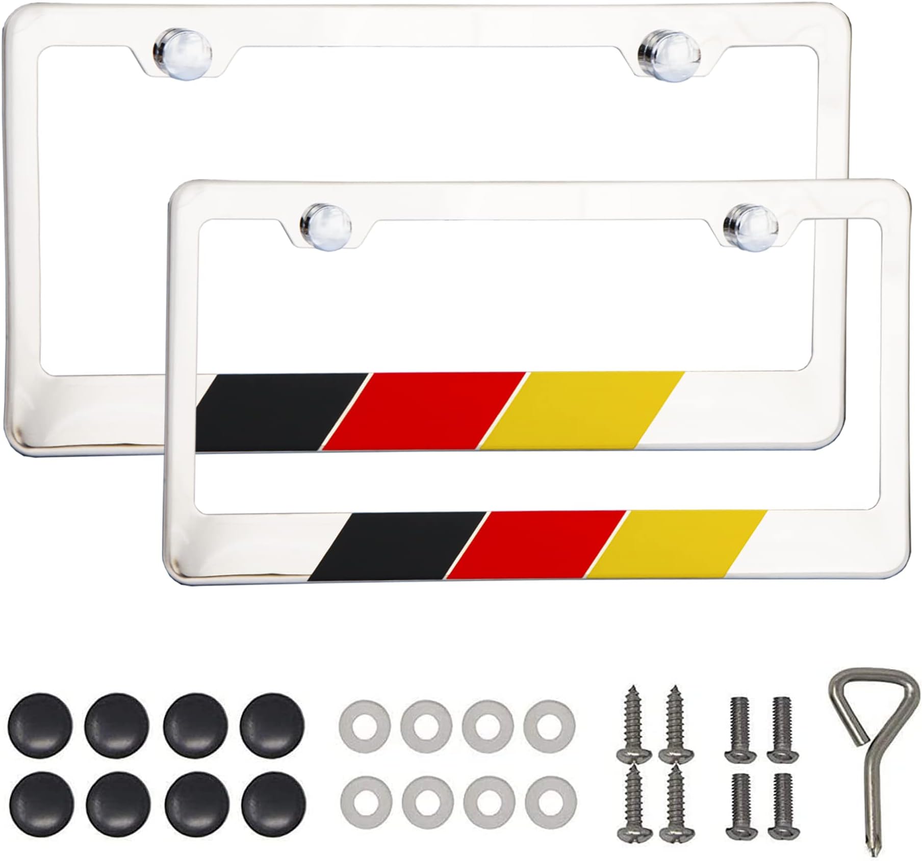 Germany, German Flag License Plate Frame, Chrome High Grade 304 Stainless Steel …