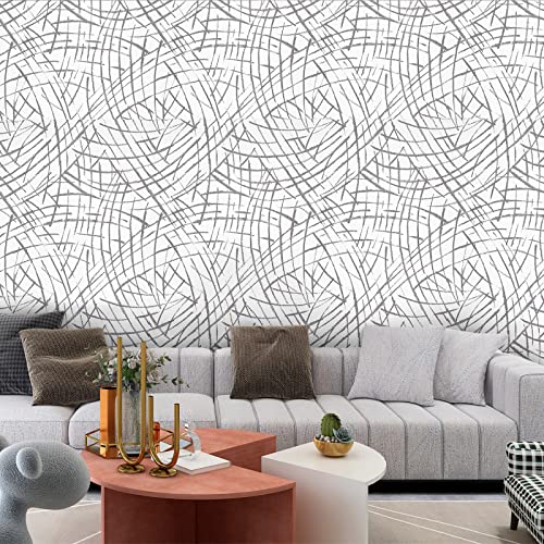 Sunbaby Peel And Stick Wallpaper Removable : Abstract Self-Adhesive Wallpaper Grey Cat Paw Pattern Decorative Wallpaper (17.7'' * 118.1'') #TOP1