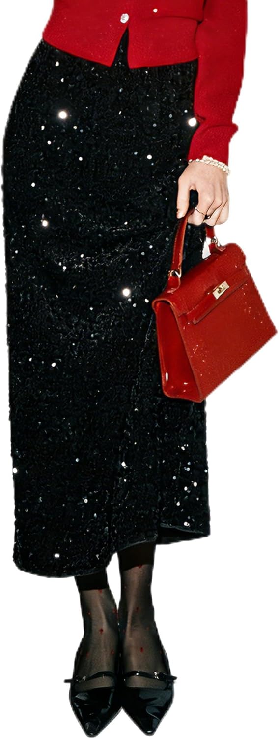 Women’s High Waist Midi Skirt Sexy Cocktail Party Skirt