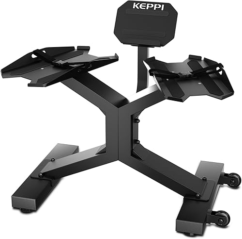 Keppi DBR600 - Estante para mancuernas, de acero aleado, capacidad de 330 libras, para gimnasio en casa, bandeja de silicona antideslizante con