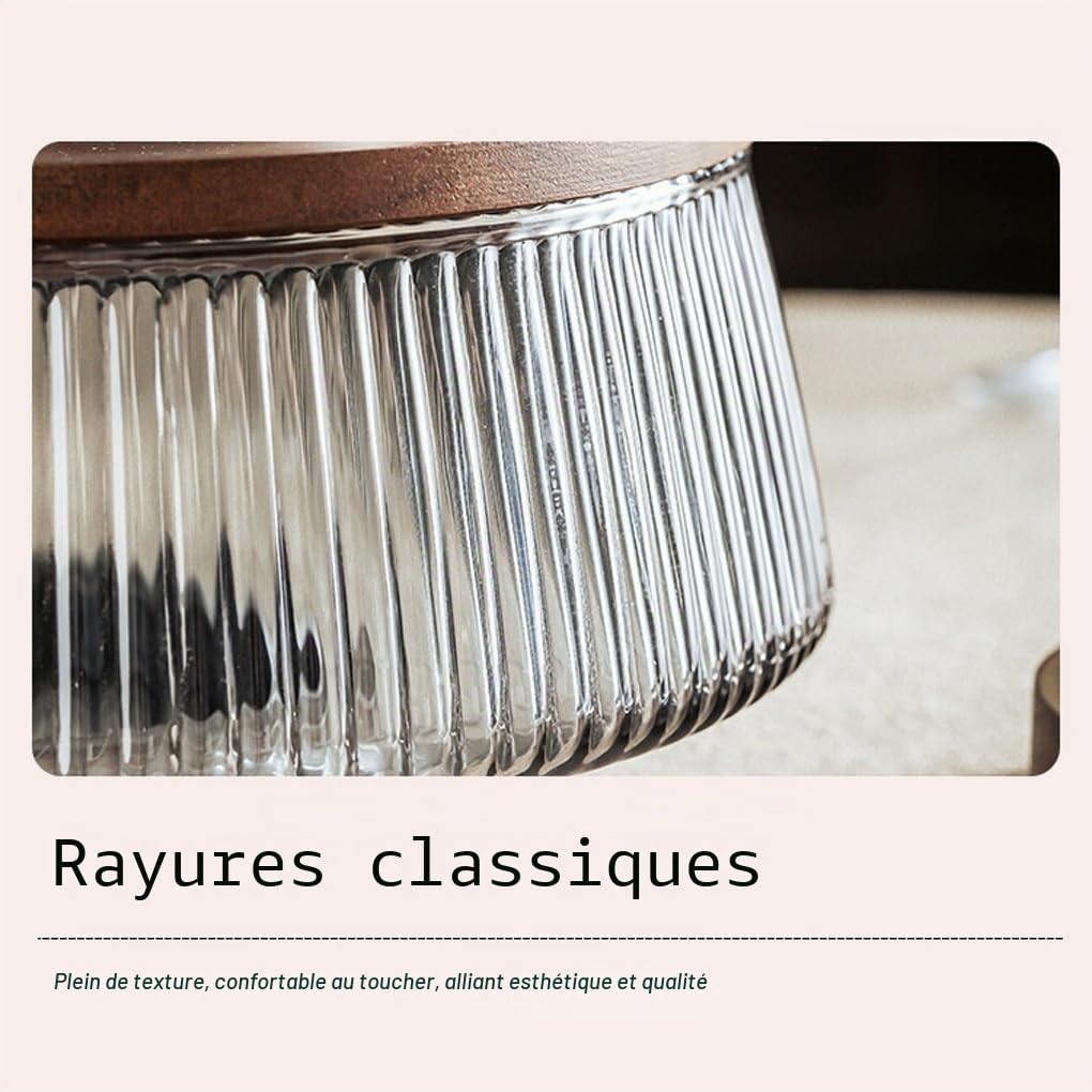 Ensemble de saladiers en verre avec couvercles en bois d'acacia pour fromage plats cuisinés, saladier avec couvercle verre pour servir des apéritifs et des collations, grande taille, UN