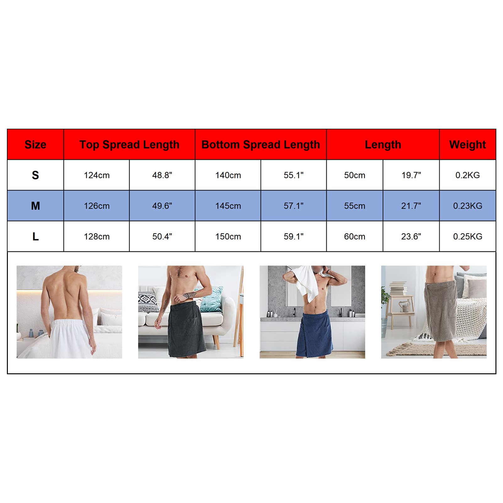Uomo Kilt Sauna Regolabile - Asciugamano da Bagno Indossabile con Tasca per Doccia Sauna Spa & Coperture da Spiaggia Nero L