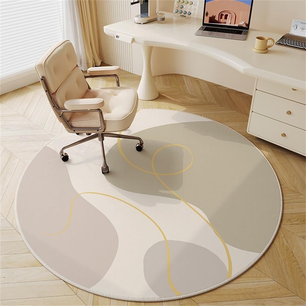 SSDDLZEQ Premium durable range Round Office Carpet And Hardwood Floor Multi-purpose Protective Mats(Golden Lines,140cm)