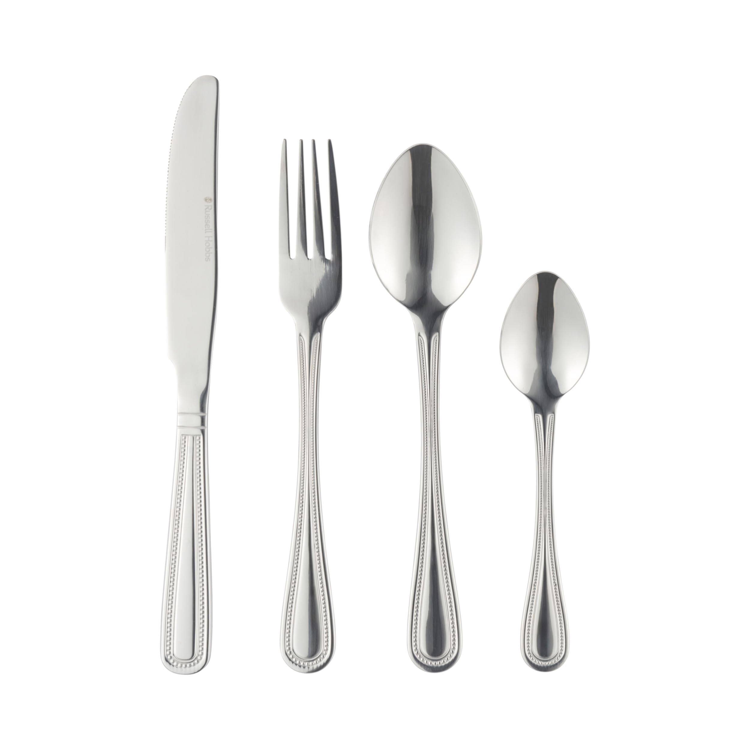 Russell Hobbs Prague 24-Piece Cutlery Set – 18/0 Stainless Steel Silverware, Tableware Service for 6 People, Dishwasher Safe, Includes Knives/Forks/Tablespoons/Teaspoons