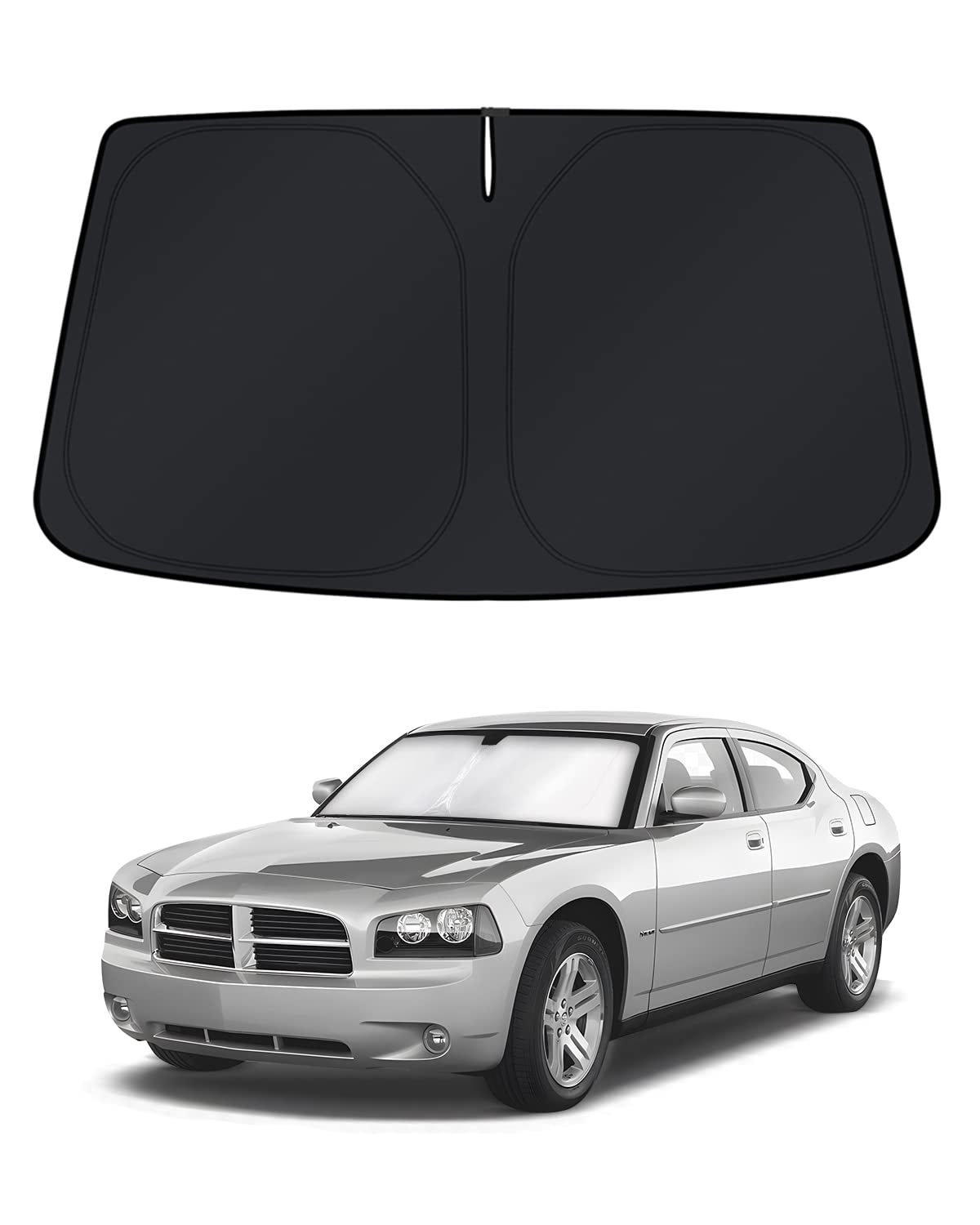 KUST Windshield Sun Shade for 2006–2010 Dodge Charger Window Accessories Shade Sun Visor Foldable Block UV Rays Keep Car Cooler