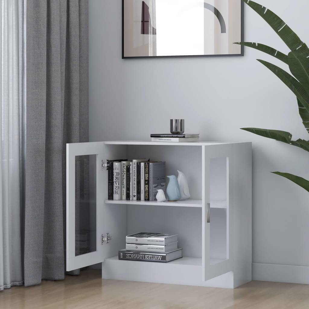 Bücherregale mit 2 Glastüren, Bücherschrank Display Lagerregal Lagerregal Aktenschrank für Wohnzimmer Schlafzimmer Büro - Weiß - 80cm H