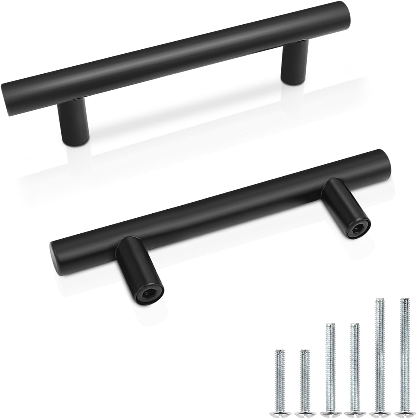 Probrico 3 Inch (76mm) Hole Spacing Black Cupboard Handles, Black