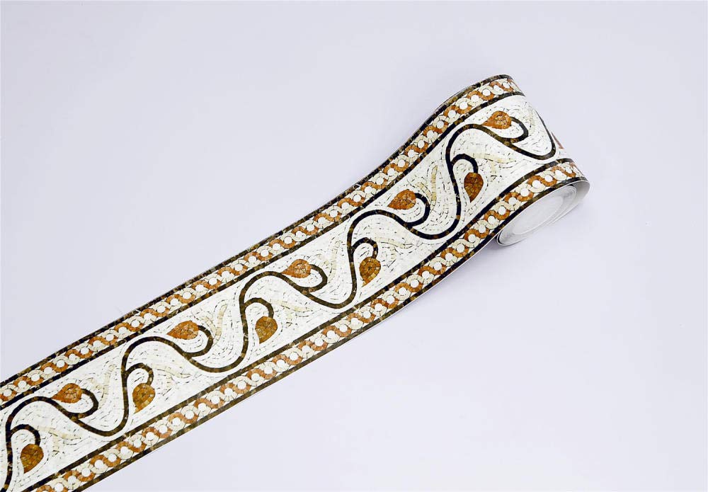 Sdsdgrw Retro Mosaic Wallpaper Border, Peel And Stick Wallpaper Border Multicolor(Retro Mosaic)