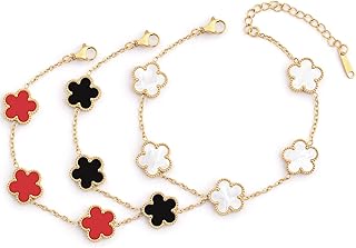 Gold Plated Clover Bracelets Set (Adjustable)