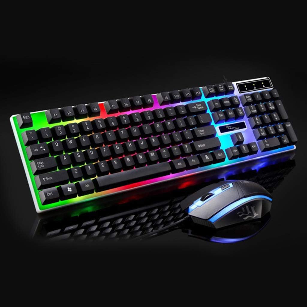 USB Charging Light Keyboard & Mouse Kit Rainbow LED Gaming Equipment for PS4
