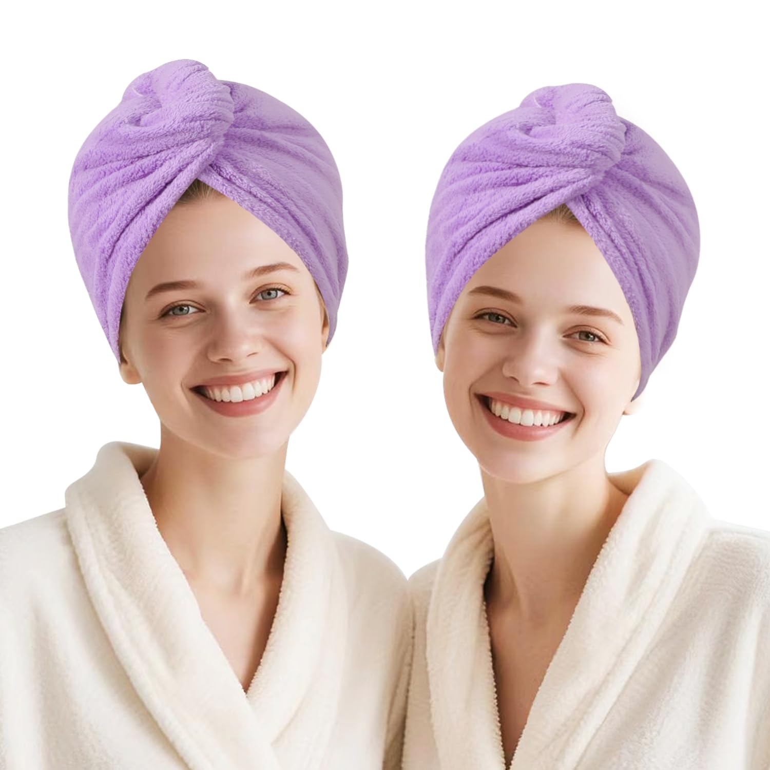 AGKXHDEC 2 Packs Microfiber Towel, Hair Turbans for Wet Hair, Drying Hair Wrap for Women(Purple-2pcs)