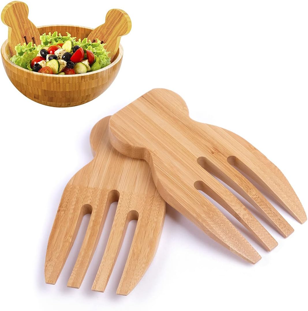 Bamboo Salad Claw, Wooden Bamboo Salad Hands Claws Set Salad Servers