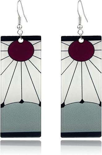 QUPENGXU Kamado Tanjiro Hanafuda - Aretes de anime de Demon Slayer Tanjirou, acrílico Kimetsu No Yaiba, regalo de anime