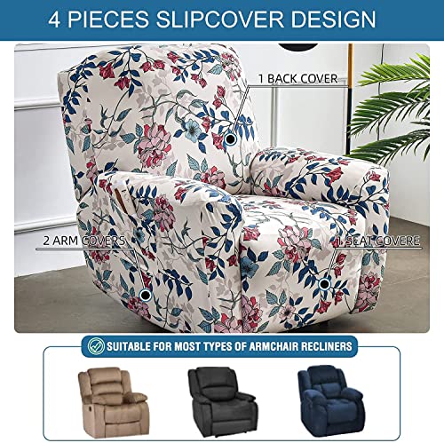 Image of Eco-Ancheng Recliner Slipcovers 4-Pieces Lazyboy Recliner Covers Recliner Couch Covers Recliner Chair Cover Non Slip Reclining Slipcovers with Storage Pockets Furniture Protector for Living Room