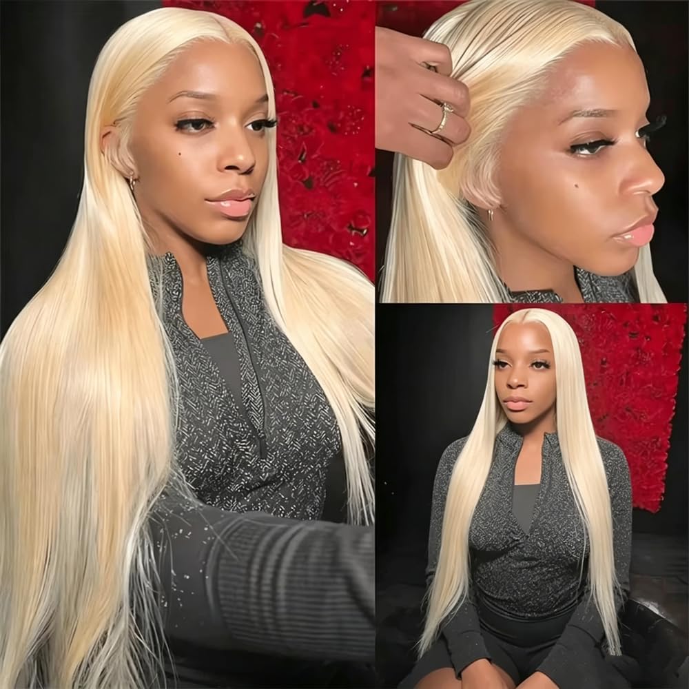 Haarpflege 250% Blone Straight Perücke 13X6 HD Full Lace Frontal Echthaarperücken Vorgezupft Für Frauen