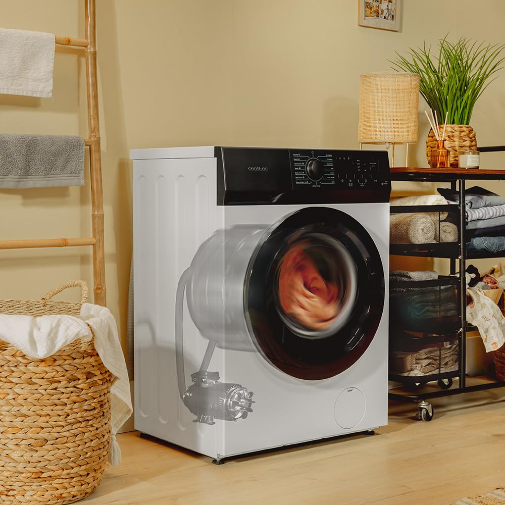 Cecotec Lavadora 10Kg de Carga Frontal Bolero DressCode 10300 Inverter A 2000W, 1400 rpm Máximas Regulables, 15 Programas, Bajo Consumo, Vapor SteamMax, Limipieza Automática del Tambor