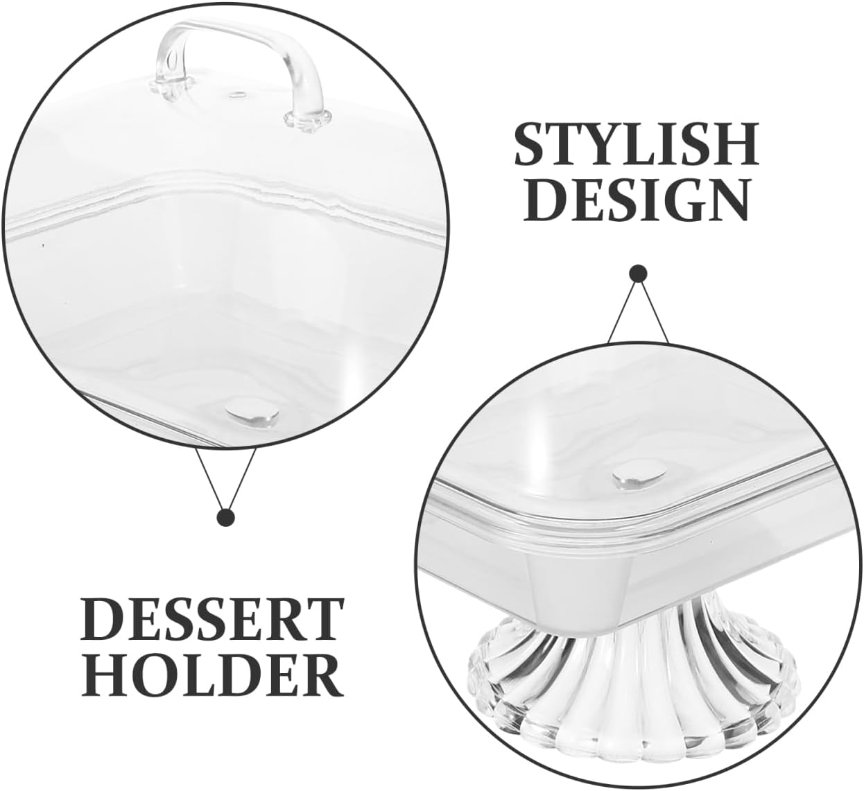 1 Set Clear Cake Stand with Lid Cake Stand with Acrylic Dome Rectangular Serving Platter Cake Plate Display Stand with Cover for Baking - Image 9