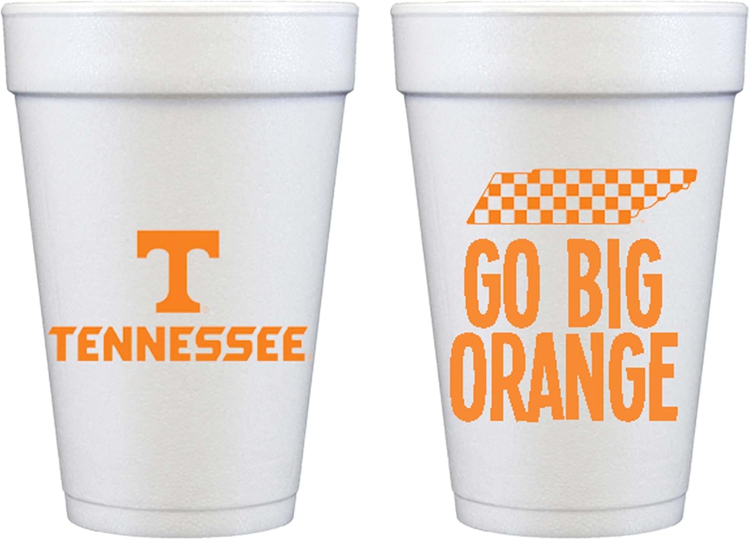 Officially Licensed University of Tennessee Logo / Go Big Orange (GBO) Printed Foam Disposable Cups 16 oz - Insulated Coffee Cups 10 Pack - Cute Cup set for game day, Tailgating, Football Party Favors