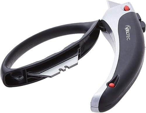 Miniatura 6 de Veltec Cuchillo utilitario retráctil resistente, cortador de caja, cortador de alfombras con bloqueo de 3 posiciones, agarre ergonómico