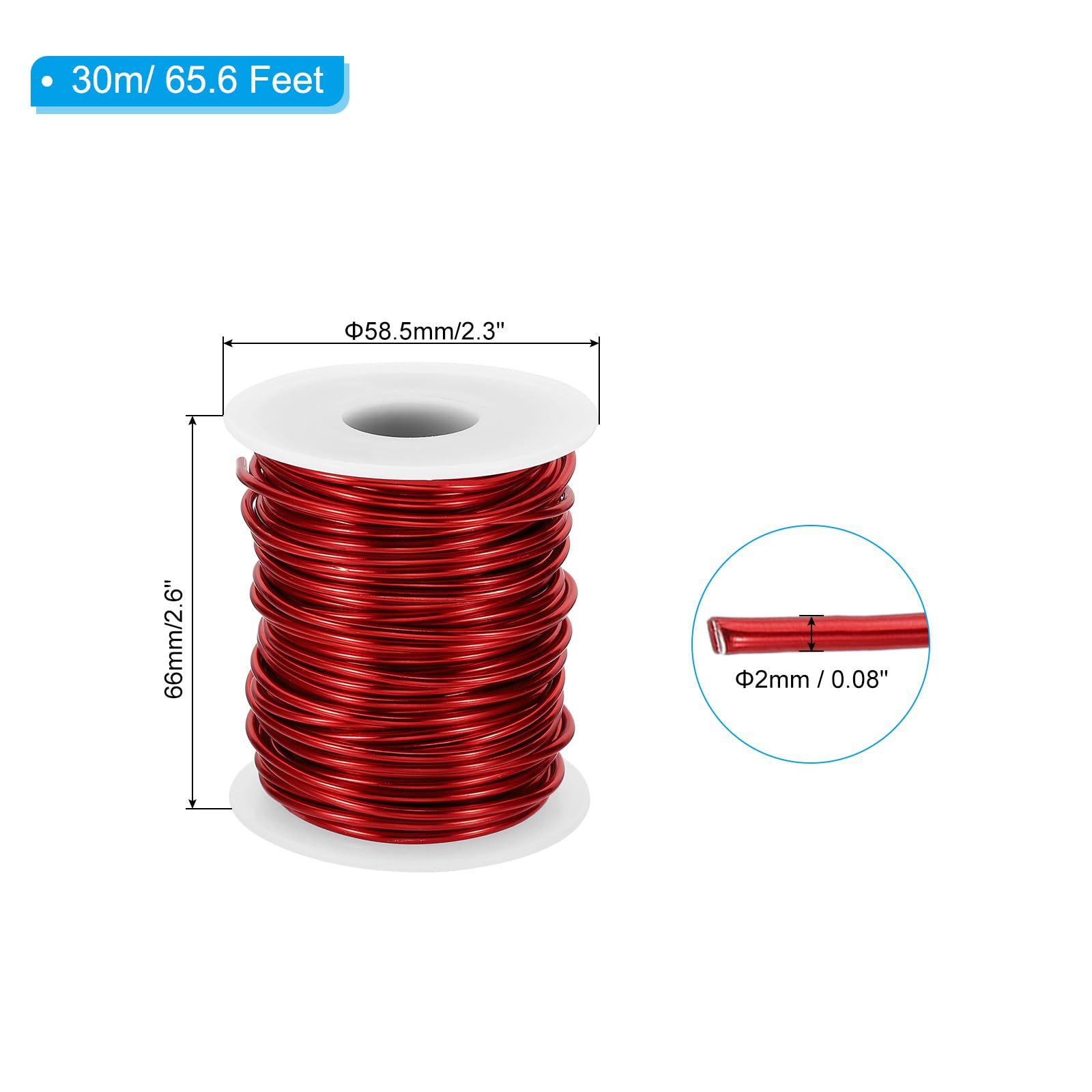 PATIKIL 12 Gauge 2mm Aluminum Craft Wire, 65.6Ft Metal Wire Armature Bendable Wire for Jewelry Making Metal Wrap DIY Red - Image 2