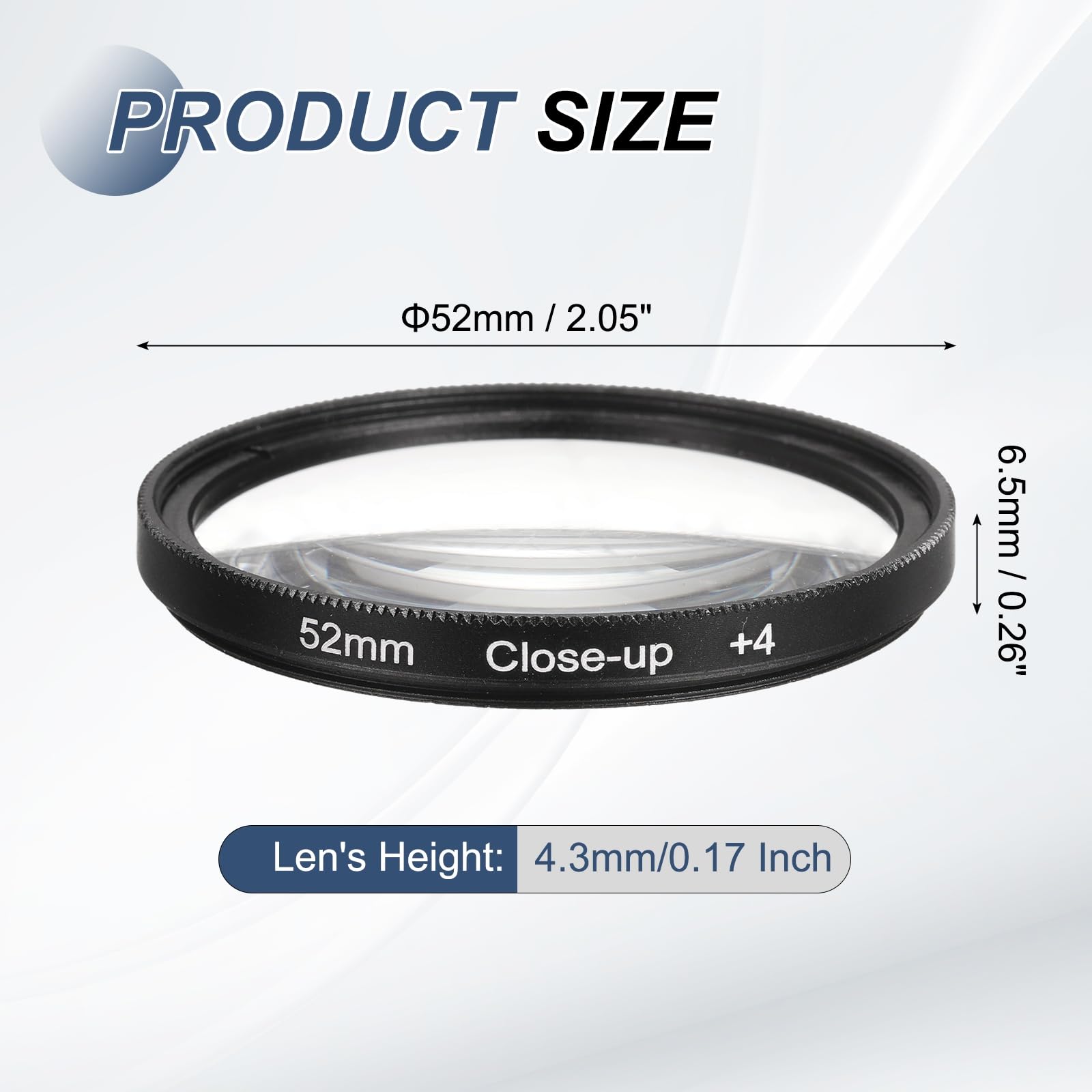 PATIKIL 52 mm filtr zbliżeniowy filtr obiektywu makro +4 dioptrie powiększenie soczewki zbliżeniowe z kamerą nasadkową, czarny