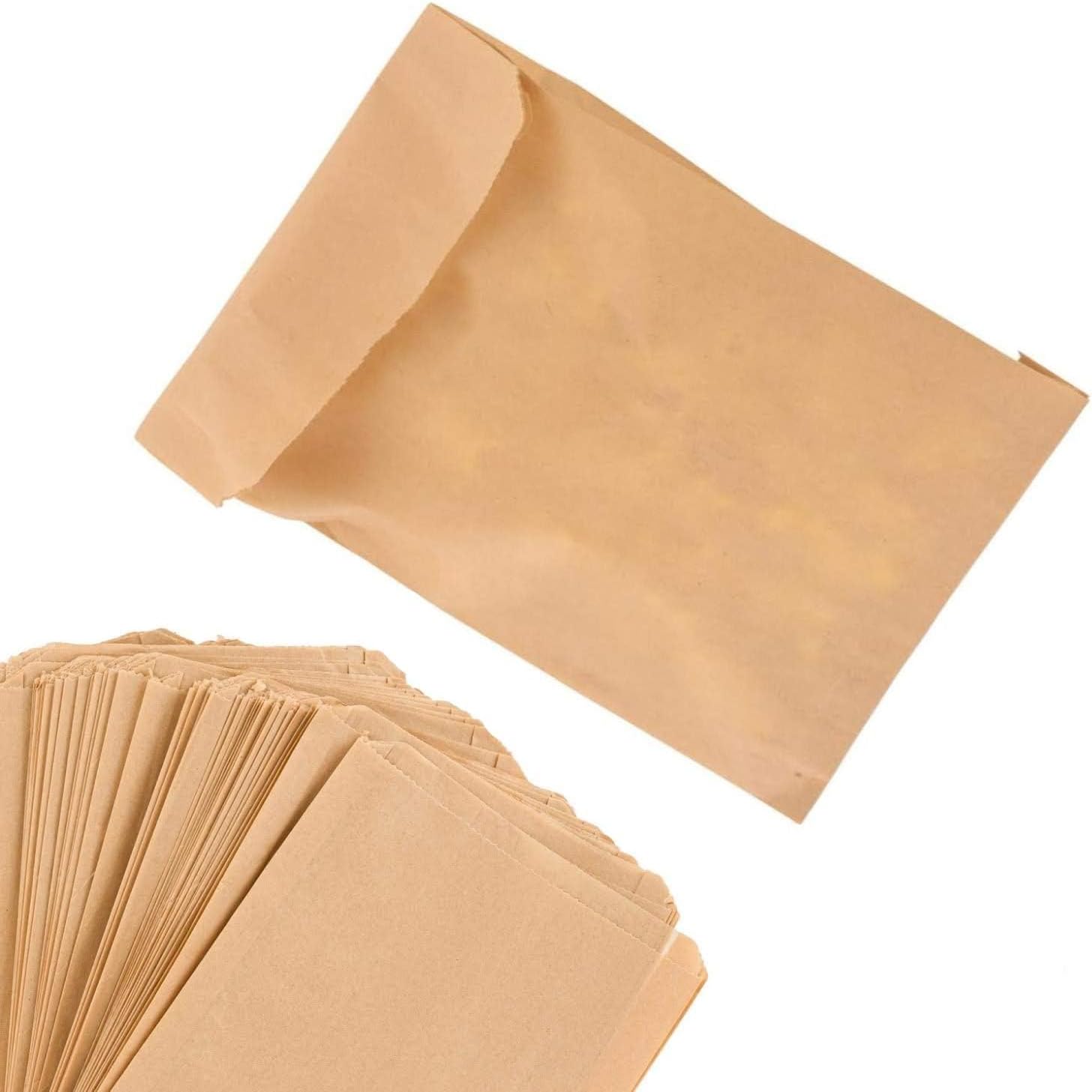 StockYourHome Kraft Brown Paper Sandwich Bags (200 Pack) - Grease-Resistant, Microwave/Freezer Safe, Compostable for Bakery & Snacks