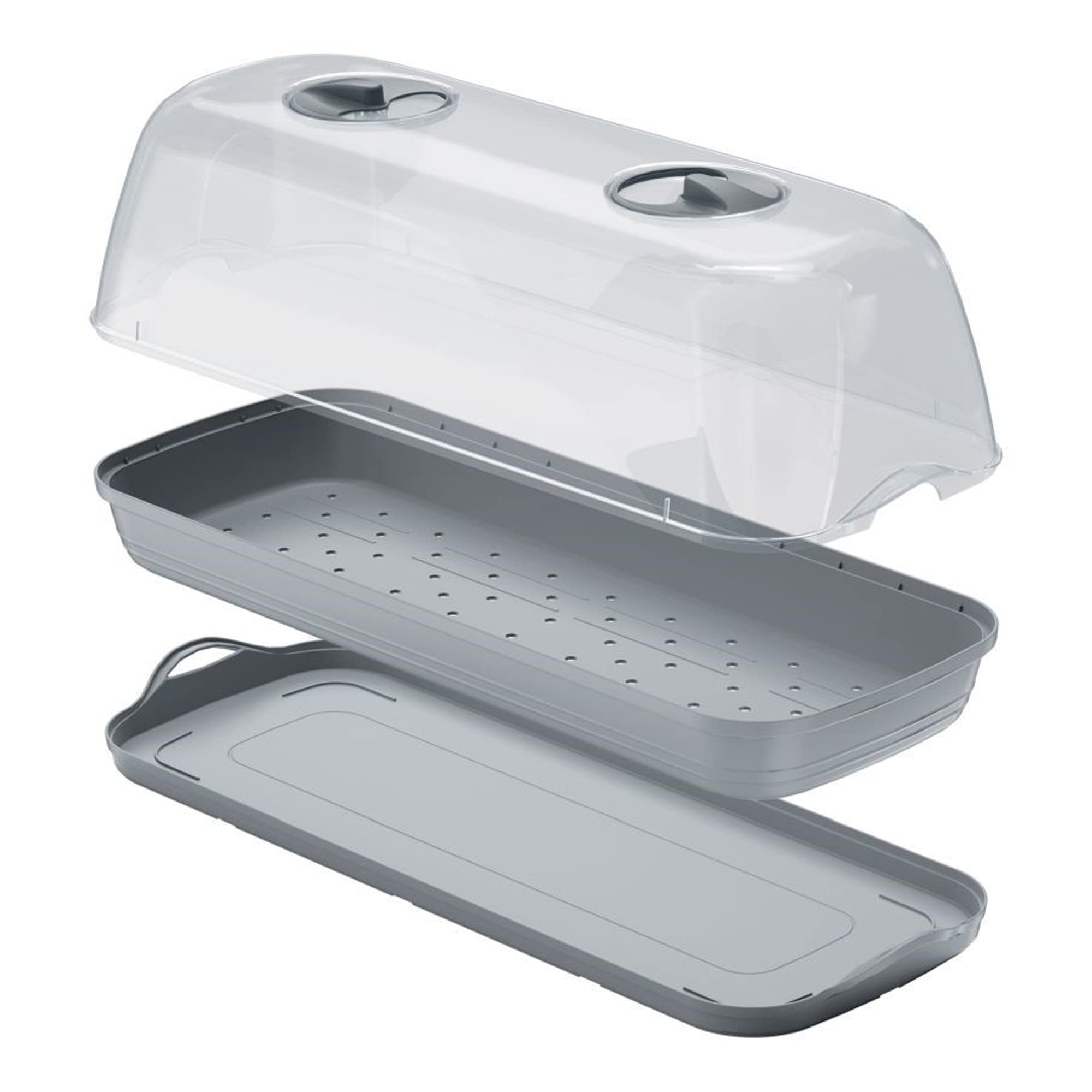 Prosperplast Semillero/Bandeja Multiusos con Tapa de policarbonato respana Table Greenhouse, Dimensiones (mm) 515x196x185, Color Gris Piedra
